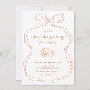 Coquette Hand Drawn Thanksgiving Dinner Invitation