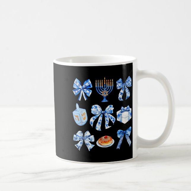 Coquette Hanukkah Bow Jewish Bow Menorah Bow Women Coffee Mug (Right)