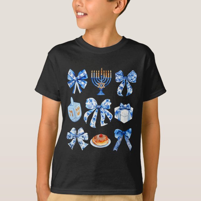 Coquette Hanukkah Bow Jewish Bow Menorah Bow Women T-Shirt (Front)