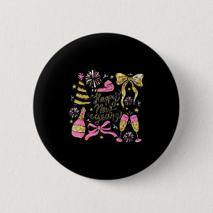 Coquette Happy New Year 2026 Champagne New Year's 2 Inch Round Button