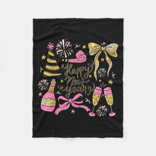 Coquette Happy New Year 2026 Champagne New Year's  Fleece Blanket