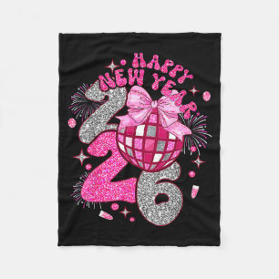 Coquette Happy New Year 2026 Party Matching Family Fleece Blanket
