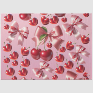 Coquette Heart Cherry Bow Pattern Tissue Paper