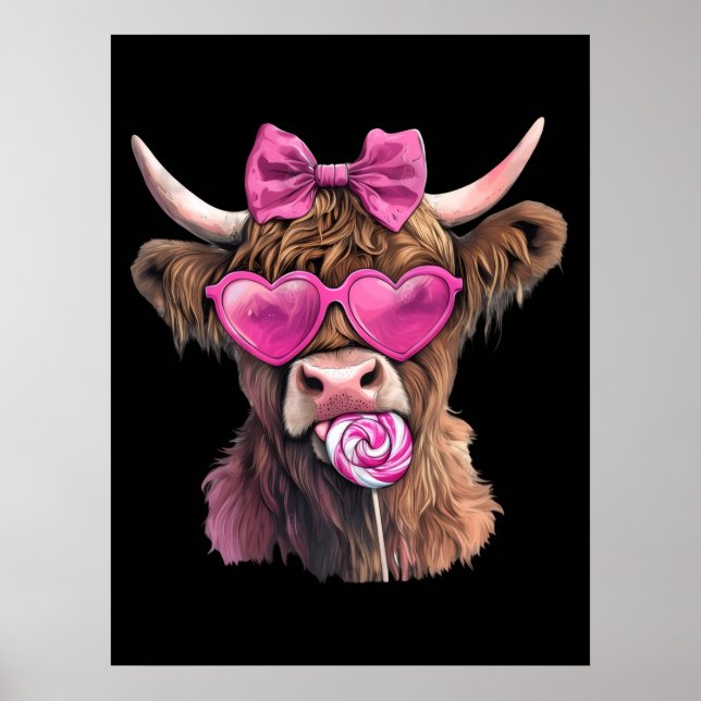 Coquette Highland Cow Bubblegum 2025 Poster (Front)