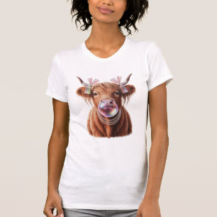 Coquette Highland Cow Bubblegum Shovel Design T-Shirt