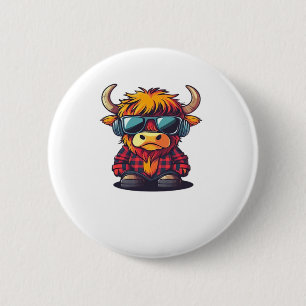 Coquette Highland Cow Bubblegum Tshirt Design, Hol 2 Inch Round Button