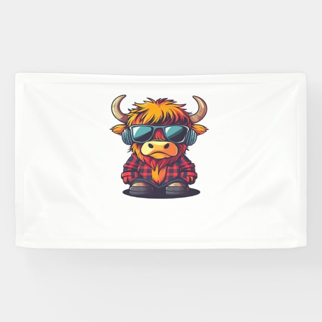 Coquette Highland Cow Bubblegum Tshirt Design, Hol Banner (Horizontal)