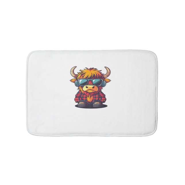 Coquette Highland Cow Bubblegum Tshirt Design, Hol Bath Mat (Front)