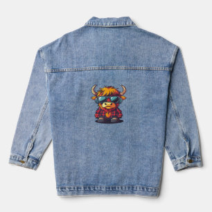 Coquette Highland Cow Bubblegum Tshirt Design, Hol Denim Jacket