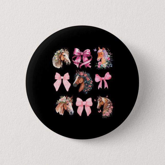 Coquette Horse Riding Wildflowers Equestrian Horse 2 Inch Round Button (Front)