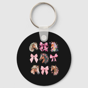 Coquette Horse Riding Wildflowers Equestrian Horse Keychain