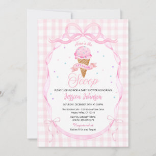 Coquette Ice Cream Girl Baby Shower Pink Invitation