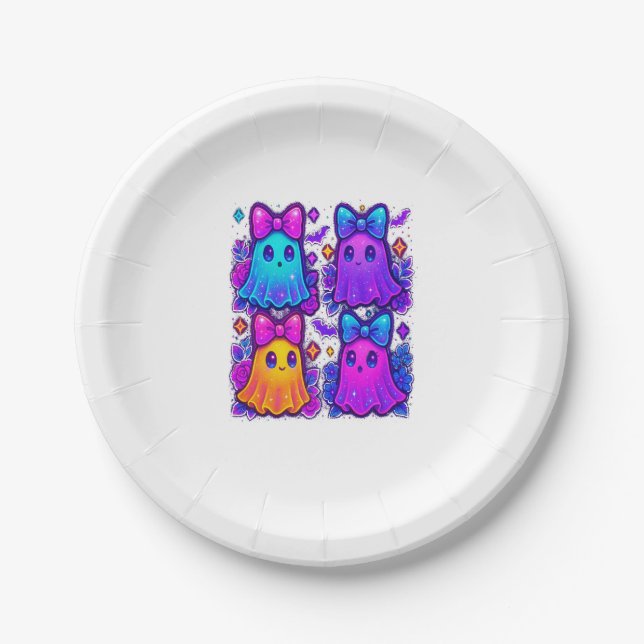 Coquette Iridescent Halloween Paper Plate (Front)