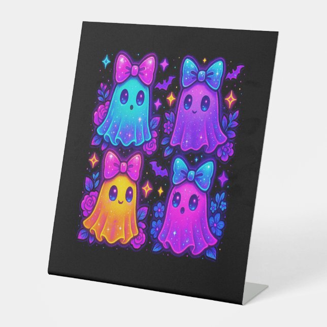 Coquette Iridescent Halloween Pedestal Sign (Front)