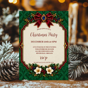 Coquette Jewel Tone Velvet Christmas Invitation