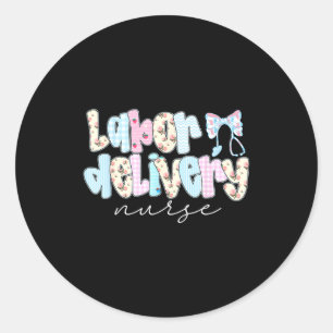 Coquette Labor And Delivery Nurse Crewneck, Bow St Classic Round Sticker