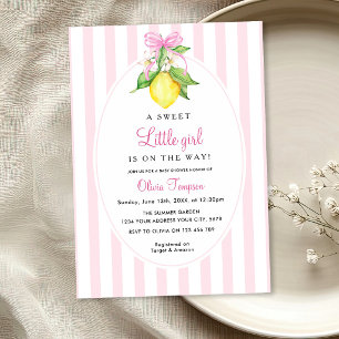 Coquette Lemon Pink Baby Shower Invitation