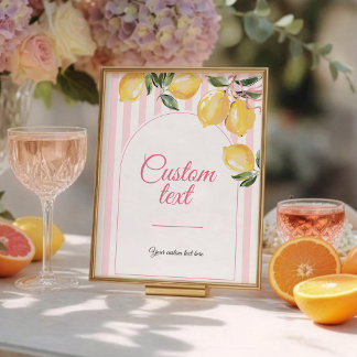 Coquette Lemon Pink Baby Shower table sign