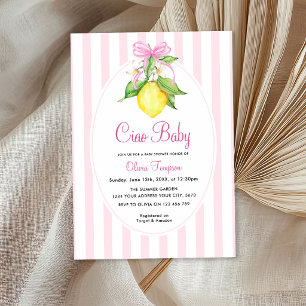 Coquette Lemon Pink Ciao Baby Shower Invitation