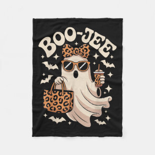 Coquette Leopard Boo-jee Halloween Boujee Ghost  Fleece Blanket