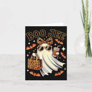 Coquette Leopard Ghost Coffee Boo Jee Halloween Bo Card