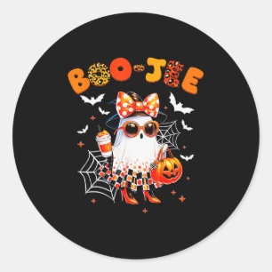 Coquette Leopard Ghost Coffee Boo-jee Halloween Bo Classic Round Sticker