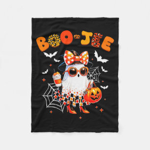 Coquette Leopard Ghost Coffee Boo-jee Halloween Bo Fleece Blanket