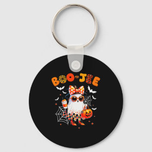 Coquette Leopard Ghost Coffee Boo-jee Halloween Bo Keychain