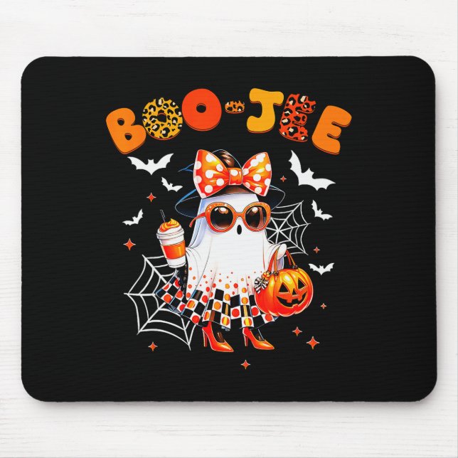 Coquette Leopard Ghost Coffee Boo-jee Halloween Bo Mouse Pad (Front)