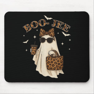 Coquette Leopard Ghost Coffee Boo Jee Halloween Bo Mouse Pad