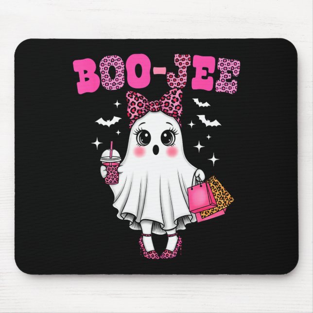 Coquette Leopard Ghost Coffee Boo-jee Halloween Bo Mouse Pad (Front)