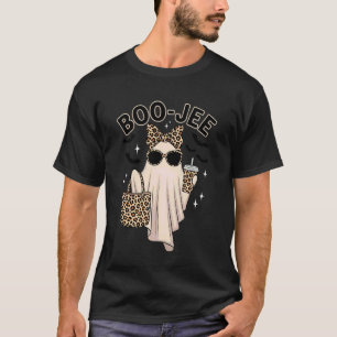 Coquette Leopard Ghost Coffee Boo-JEE Halloween Bo T-Shirt