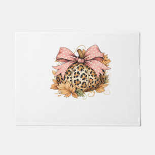 Coquette Leopard Pumpkin with Pink Bow – Glam Fall Doormat