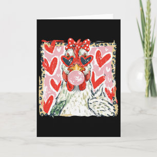 Coquette Leopard Valentine Chicken Hen Blowing Bub Card