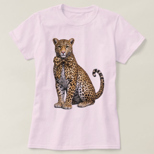 Coquette Leopard with Bow – Personalized Girly Aes T-Shirt (Design Front)