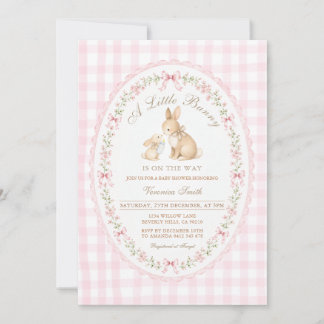 Coquette Little Bunny Rabbit Baby Shower Invitation