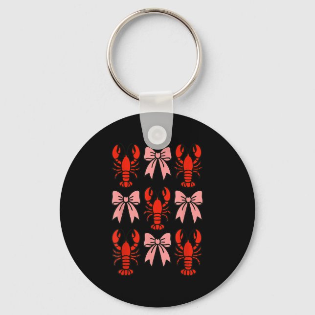 Coquette Lobster Nk Bow Clean Girl Retro Aesthetic Keychain (Front)