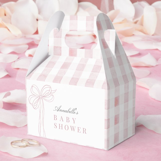 Coquette Long Pink Bow Ribbon Girl Baby Shower Favor Box (Wedding)