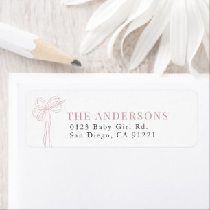 Coquette Long Pink Bow Ribbon Return Address