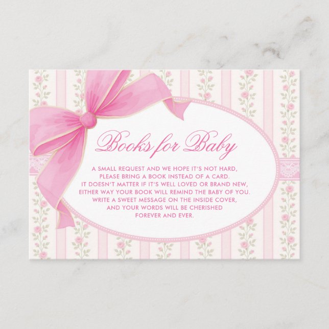 Coquette Love Shack Roses Books for Baby Girl Enclosure Card (Front)