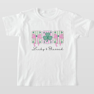 Coquette Lucky & Blessed St Patrick's Day  T-Shirt