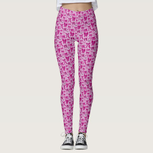 Coquette Magenta Bows Hand Drawn Pattern Leggings