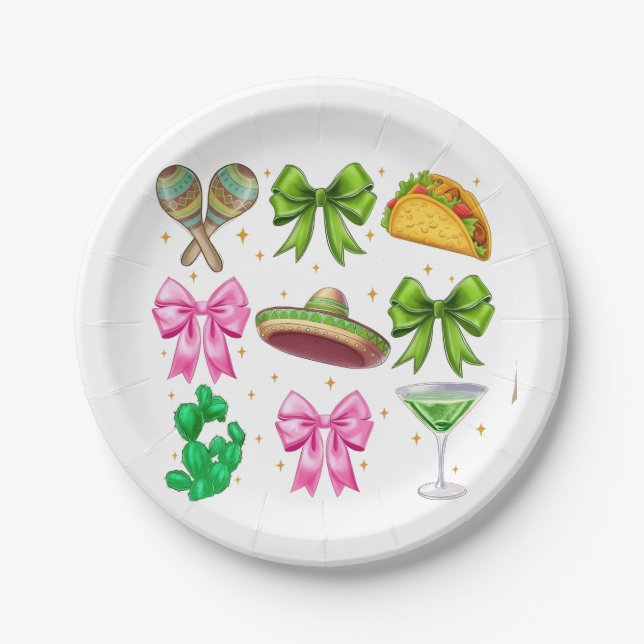 Coquette Mardi Gras Bow Fleur De Lis Mask Fat Tues Paper Plate (Front)