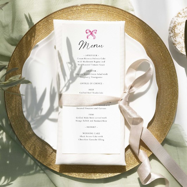 Coquette Mariage Menu Élégant Simple (Créateur téléchargé)