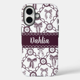 Coquette Maroon Bow iPhone 16 Case