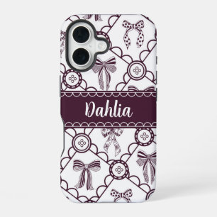 Coquette Maroon Bow iPhone 16 Case