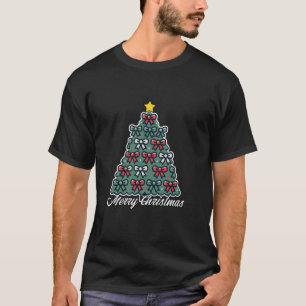 Coquette Merry Christmas Tree Star Red Green Bows T-Shirt
