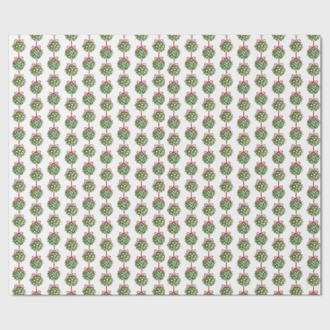 Coquette Mistletoe Watercolor Wrapping Paper (Seam)