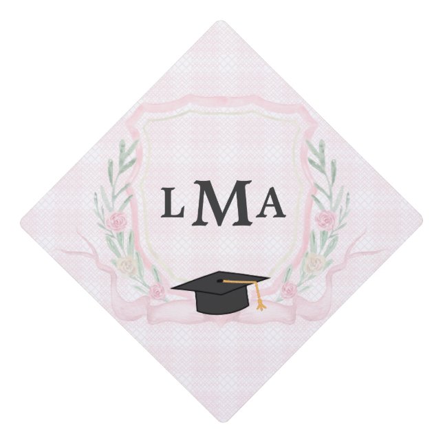 Coquette Monogram Graduation Cap Topper (Front)