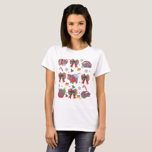 Coquette Moo Deng And Christmas Tree T-Shirt